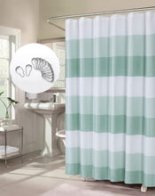 Load image into Gallery viewer, Dainty Home Ombre Waffle 13 Piece Set 3D Striped Ombre Design Shower Curtain with 12 Roller Ball Hooks Included