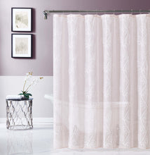 Load image into Gallery viewer, Dainty Home Stella 3D Linen Look Textured Floral 3D Chenille Designed Fabric Shower Curtain