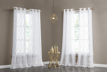 Load image into Gallery viewer, Dainty Home Summerville Boho Linen Look Fabric 3D Embroidered Lurex Geometric Design Set of 4 Window Panels