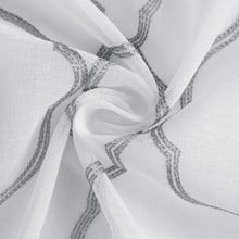 Load image into Gallery viewer, Dainty Home Summerville Boho Linen Look Fabric 3D Embroidered Lurex Geometric Design Set of 4 Window Panels