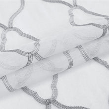 Load image into Gallery viewer, Dainty Home Summerville Boho Linen Look Fabric 3D Embroidered Lurex Geometric Design Set of 4 Window Panels