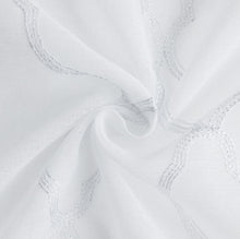 Load image into Gallery viewer, Dainty Home Summerville Boho Linen Look Fabric 3D Embroidered Lurex Geometric Design Set of 4 Window Panels