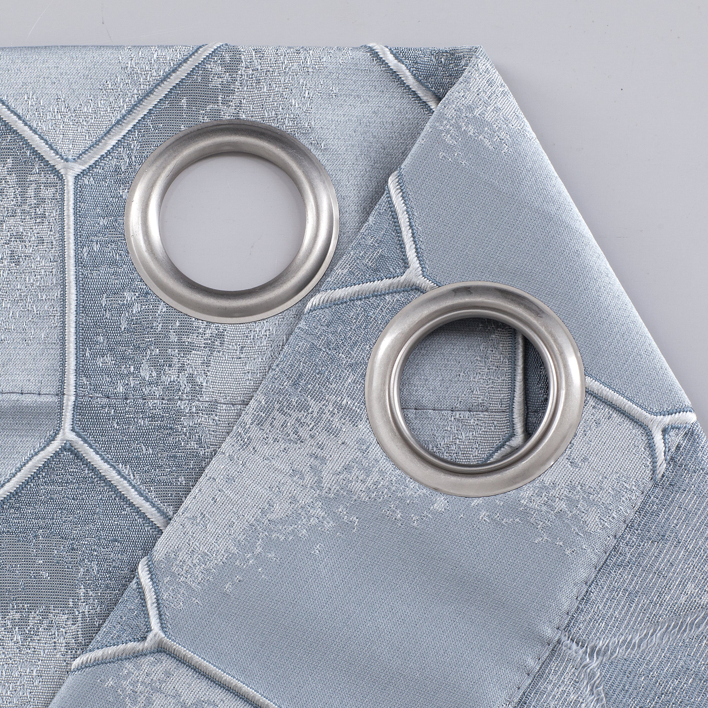 Dainty Home Tiles Textured 3D Lustrous Geometric Look Room Darkening Grommet Panel Pair