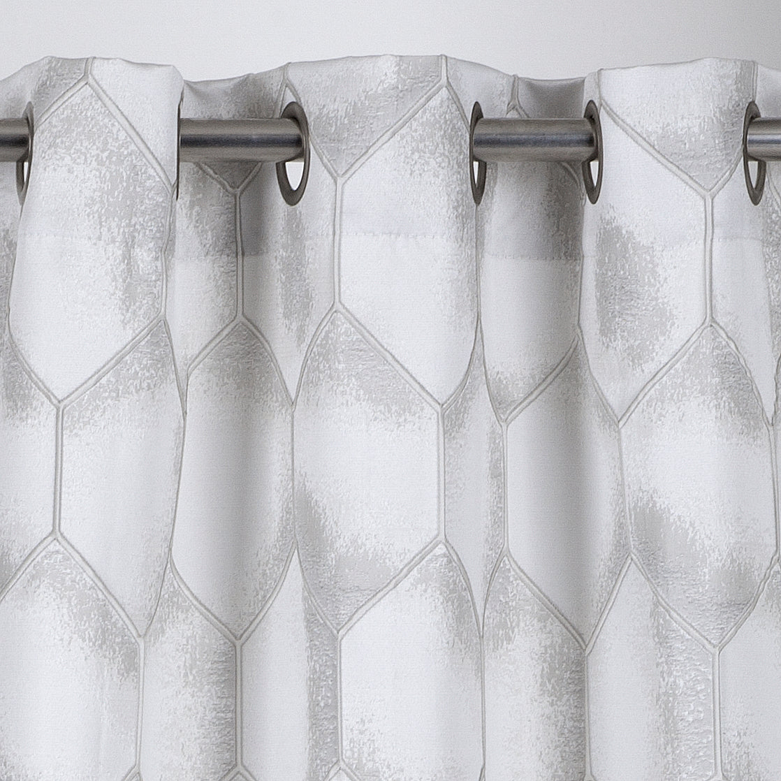 Dainty Home Tiles Textured 3D Lustrous Geometric Look Room Darkening Grommet Panel Pair