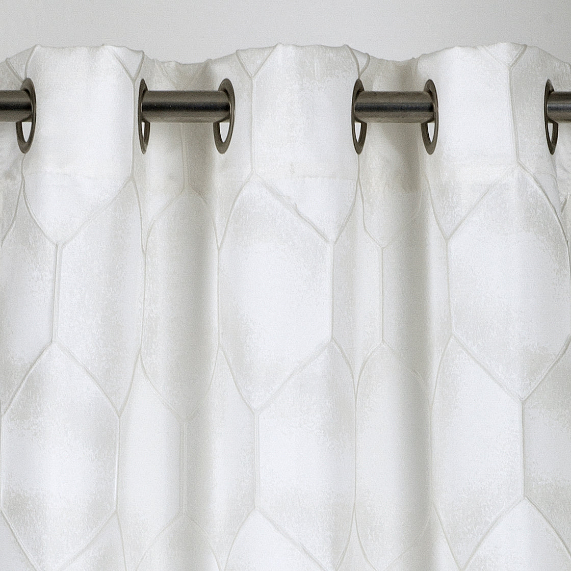 Dainty Home Tiles Textured 3D Lustrous Geometric Look Room Darkening Grommet Panel Pair