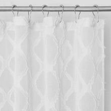 Load image into Gallery viewer, Dainty Home Aurora Modern 3D Chenille Embroidered Diamonds Linen-Look Shower Curtain
