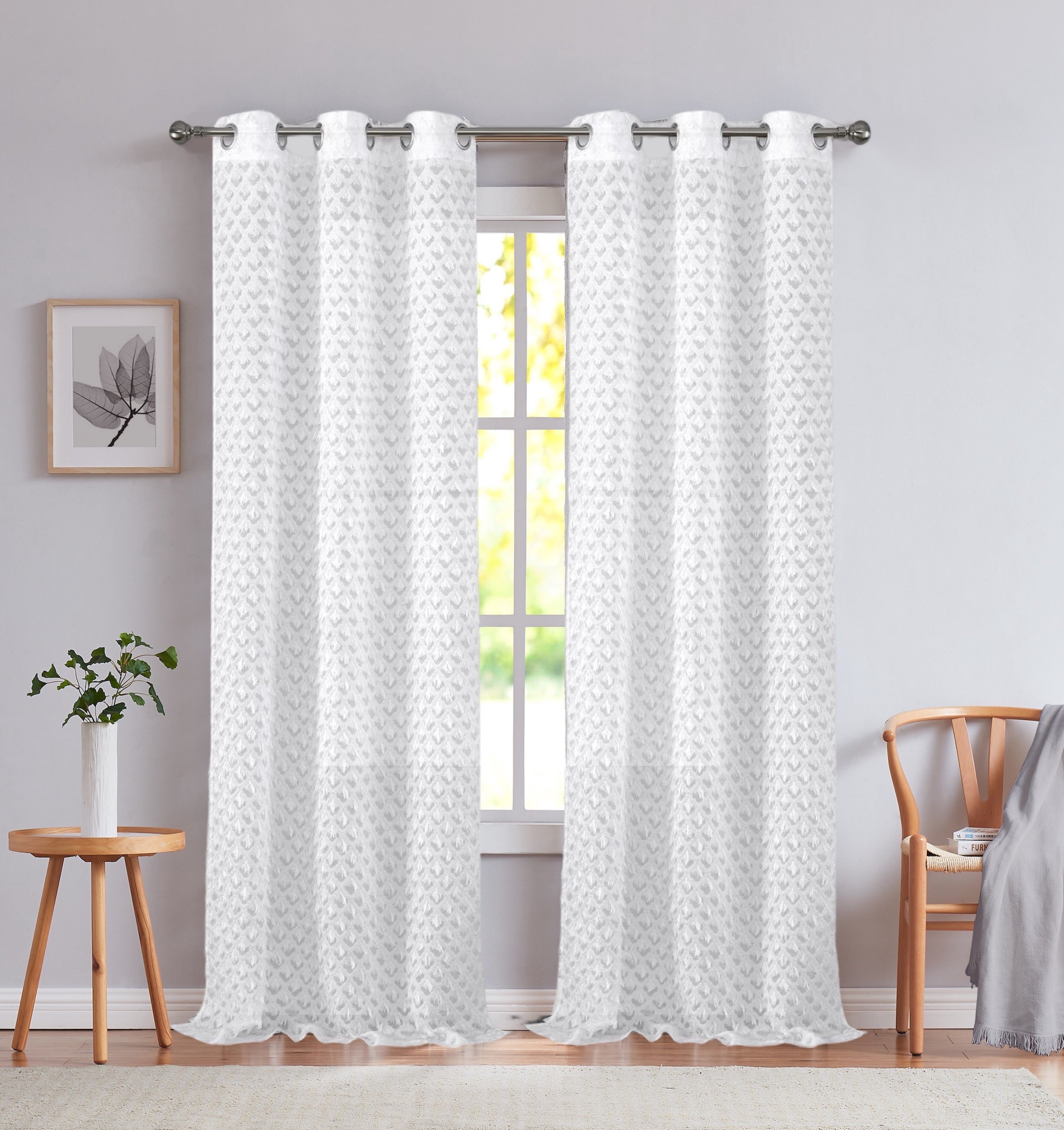 Dainty Home Ariana Modern 3D Stripe Diamond Textured Designed Light Filtering Grommet Panel Pair