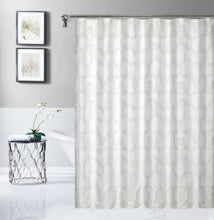 Load image into Gallery viewer, Dainty Home Tiles 3D Embossed Textured Lustrous Lurex Tile Designed Fabric Shower Curtain