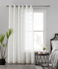 Load image into Gallery viewer, Dainty Home Diamonds Boho Embossed Diamond Design Linen Look Light Filtering Grommet Panel Pair