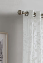 Load image into Gallery viewer, Dainty Home Rita Linen Look Boho Solid Fabric With 3D Floral Chenille Embroidery Light Filtering Grommet Panel Pair