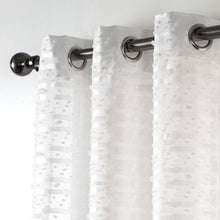 Load image into Gallery viewer, Dainty Home Cassandra Modern 3D Linen-Look Striped Fabric Shower Curtain With a 3D Cotton Like Puffs Striped Design