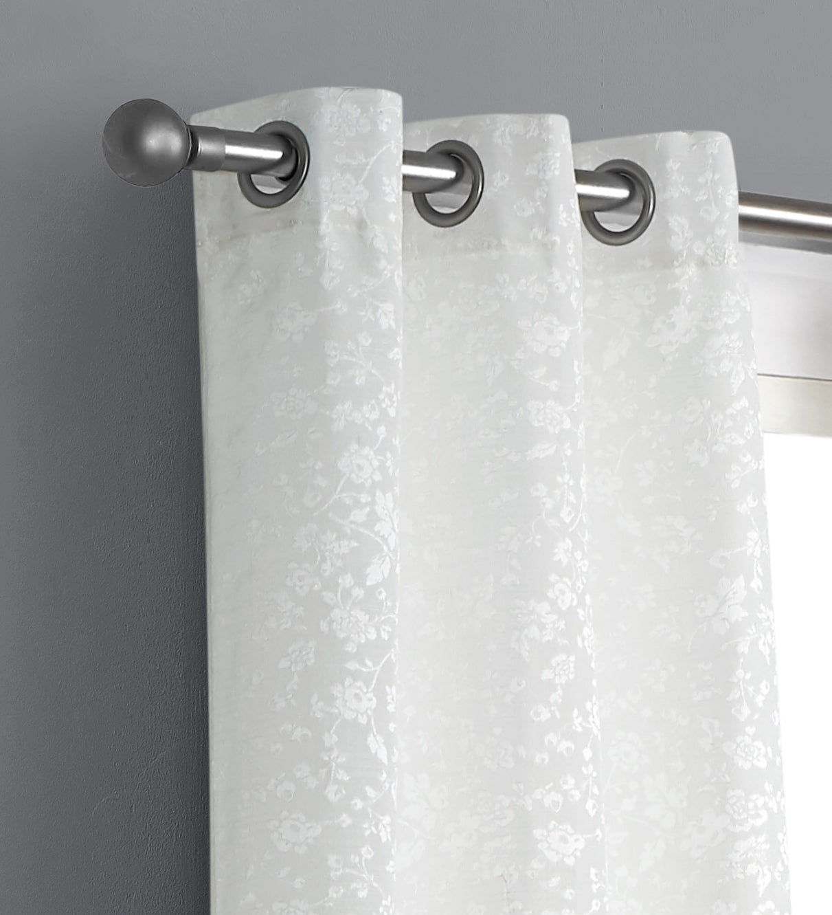 Dainty Home Priscilla Boho 3D Microstripes Textured Floral Embroidery Room Darkening Grommet Panel Pair