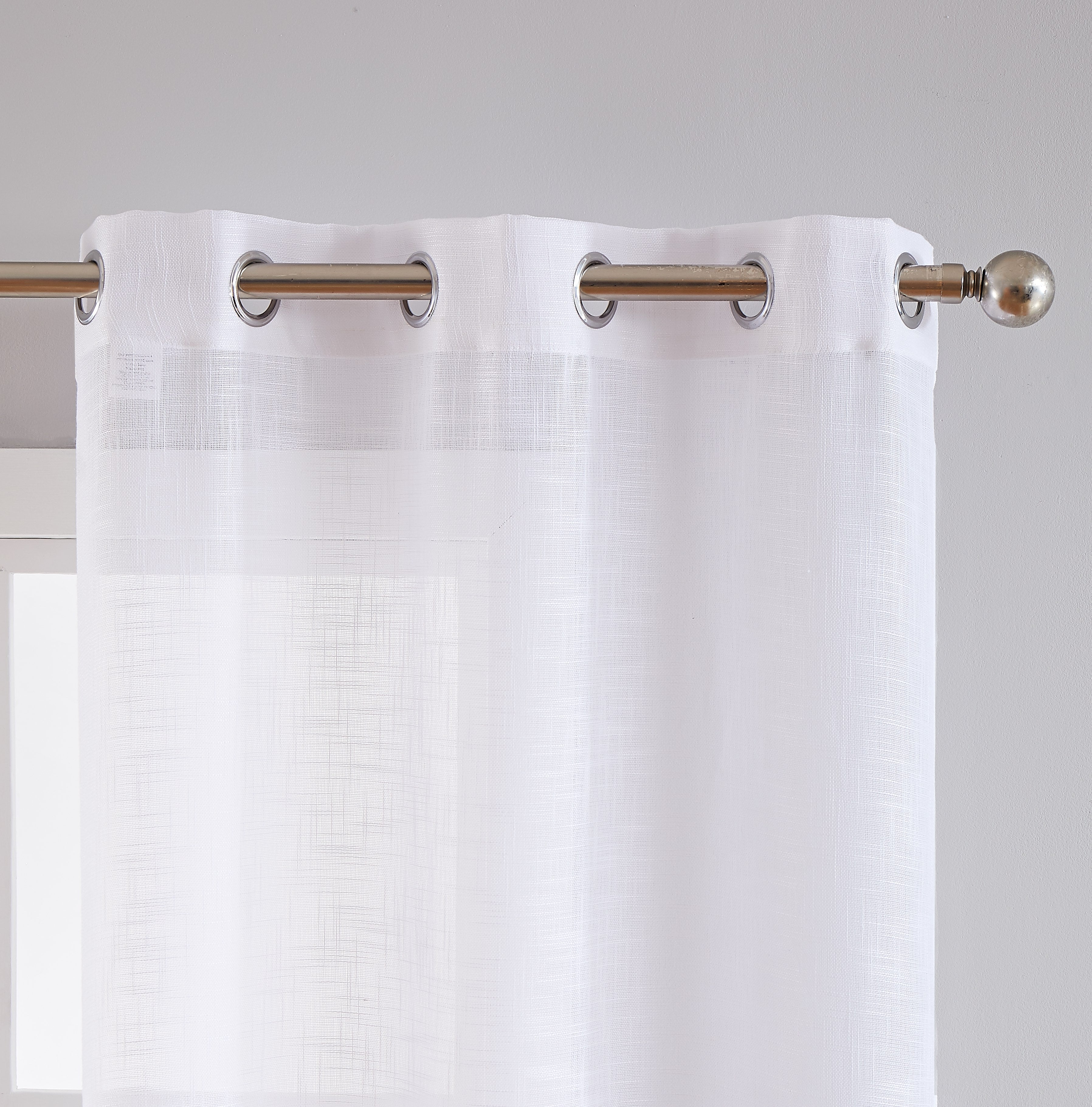 Dainty Home Hannah Solid Criss-Cross Weave Fabric Semi-Sheer Airy & Breathable Light Filtering Grommet Panel Pair