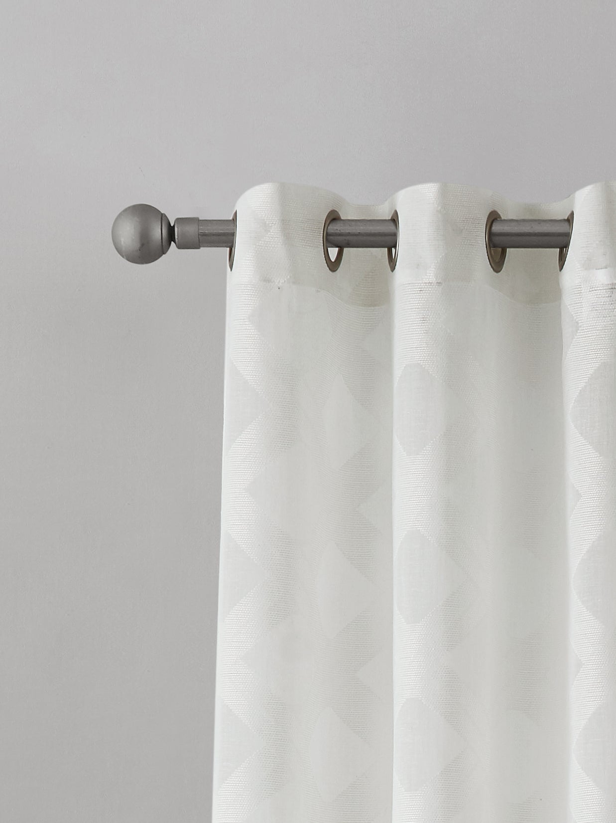 Dainty Home Diamonds Boho Embossed Diamond Design Linen Look Light Filtering Grommet Panel Pair