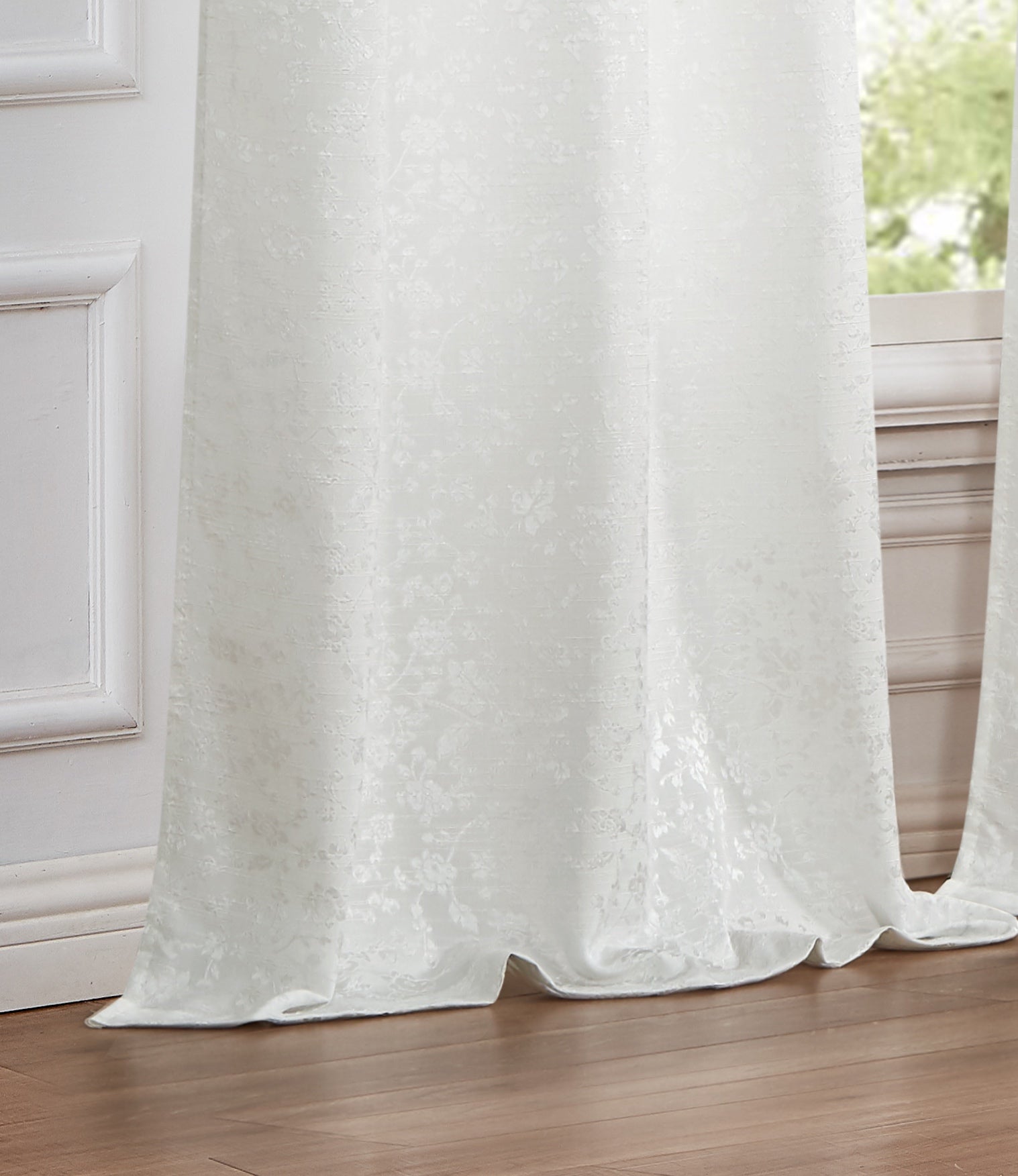 Dainty Home Priscilla Boho 3D Microstripes Textured Floral Embroidery Room Darkening Grommet Panel Pair