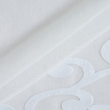 Load image into Gallery viewer, Dainty Home Natalie Boho Linen Look Fabric With 3D Applique Velvet Scroll Designed Kitchen Curtain Set, 1 Valance 52" x 18" and 2 Tiers 26" x 36"