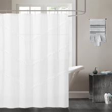 Load image into Gallery viewer, Dainty Home Natural Tassels 3D Linen Look Textured Tassels Designed Shower Curtain