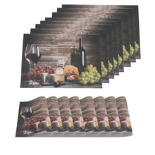 Load image into Gallery viewer, Dainty Home Grapes and Wine Woven Textilene Crossweave With a Reversible Grapes and Wine Pattern 13" x 19" Rectangular Placemats