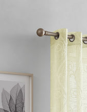 Load image into Gallery viewer, Dainty Home Stella Linen Look Boho Solid Fabric With 3D Floral Chenille Embroidery Light Filtering Grommet Panel Pair