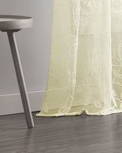 Load image into Gallery viewer, Dainty Home Rita Linen Look Boho Solid Fabric With 3D Floral Chenille Embroidery Light Filtering Grommet Panel Pair