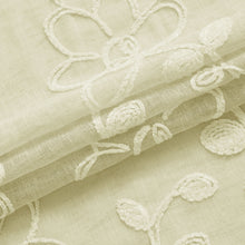 Load image into Gallery viewer, Dainty Home Rita Linen Look Boho Solid Fabric With 3D Floral Chenille Embroidery Light Filtering Grommet Panel Pair