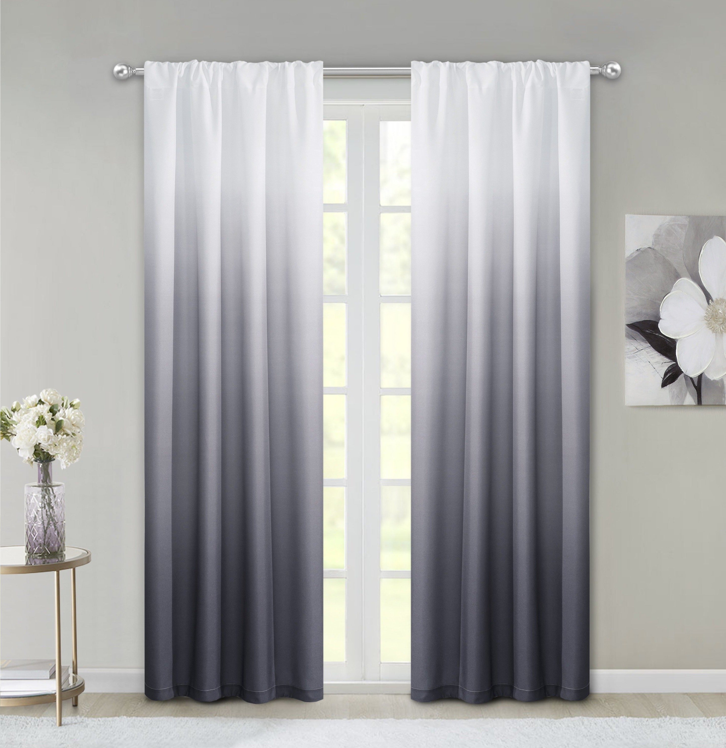 Dainty Home Shades Gradient Ombre Design Heavy Room Darkening Rod Pocket Panel Pair
