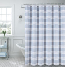 Load image into Gallery viewer, Dainty Home Madison Striped Textured Embossed Weaved Striped Cotton Feel Designed Fabric Shower Curtain