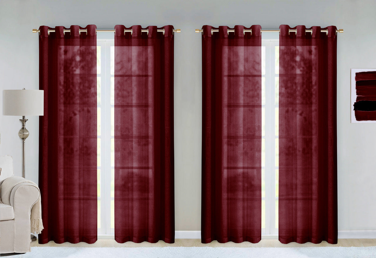 Dainty Home Malibu Solid Airy & Breathable Semi-Sheer Light Filtering Extra Wide Grommet Set Of 4 Window Panels