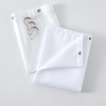 Load image into Gallery viewer, Dainty Home 14-Piece Bath Set with 1 Waffle 70 in. x 72 in. Shower Curtain, 1 Peva Liner and 12 Stainless Steel Rollerball Hooks