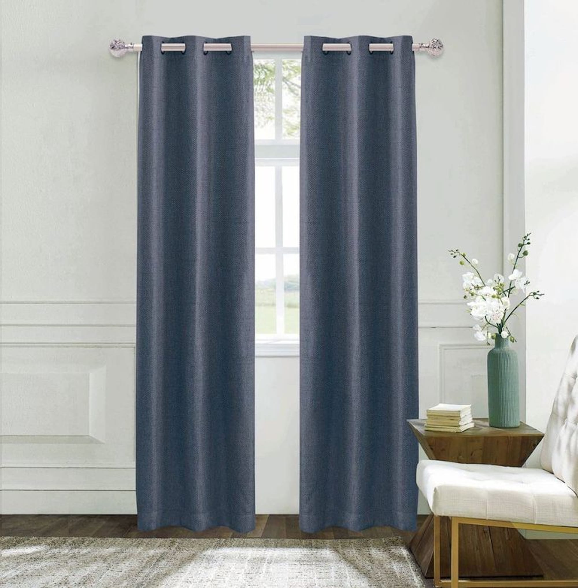 Dainty Home Boston Woven Herringbone Textured Thermal Insulated Blackout Grommet Panel Pair