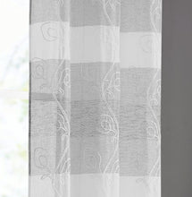 Load image into Gallery viewer, Dainty Home Silvia Boho Ombre Striped Gradient Fabric With 3D Floral Chenille Embroidered Linen Look Light Filtering Grommet Panel Pair