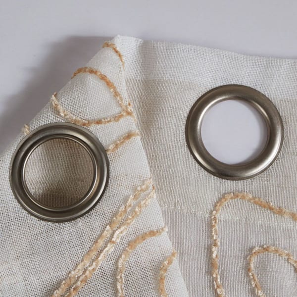 Dainty Home Silvia Boho Ombre Striped Gradient Fabric With 3D Floral Chenille Embroidered Linen Look Light Filtering Grommet Panel Pair