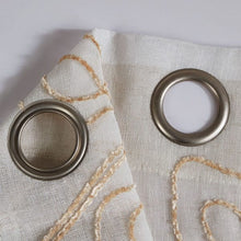 Load image into Gallery viewer, Dainty Home Silvia Boho Ombre Striped Gradient Fabric With 3D Floral Chenille Embroidered Linen Look Light Filtering Grommet Panel Pair