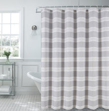 Load image into Gallery viewer, Dainty Home Madison Striped Textured Embossed Weaved Striped Cotton Feel Designed Fabric Shower Curtain