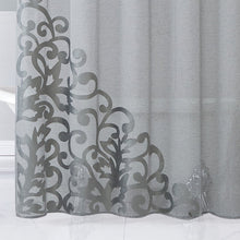 Load image into Gallery viewer, Dainty Home Natalie 3D Solid Linen Look Textured Scroll Velvet Appliqué Designed Fabric Shower Curtain