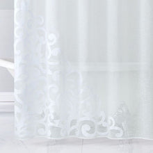 Load image into Gallery viewer, Dainty Home Natalie 3D Solid Linen Look Textured Scroll Velvet Appliqué Designed Fabric Shower Curtain