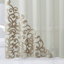 Load image into Gallery viewer, Dainty Home Natalie 3D Solid Linen Look Textured Scroll Velvet Appliqué Designed Fabric Shower Curtain