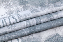 Load image into Gallery viewer, Dainty Home 13 Piece Paris Printed Waffle Weave Textured Shower Curtain And 12 Metal Rollerball Hooks