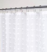 Load image into Gallery viewer, Dainty Home Cut Flower Modern 3D Linen-Look Shower Curtain With 3D Cotton Like Puffs