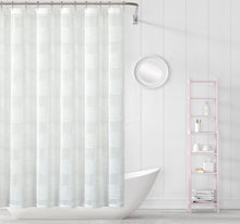 Load image into Gallery viewer, Dainty Home Megan 3D Linen Textured Linen Look Chenille Striped Designed Fabric Shower Curtain