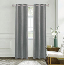 Load image into Gallery viewer, Dainty Home Boston Woven Herringbone Textured Thermal Insulated Blackout Grommet Panel Pair