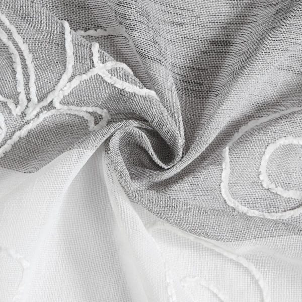 Dainty Home Silvia Boho Ombre Striped Gradient Fabric With 3D Floral Chenille Embroidered Linen Look Light Filtering Grommet Panel Pair