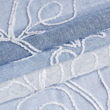 Load image into Gallery viewer, Dainty Home Silvia Boho Ombre Striped Gradient Fabric With 3D Floral Chenille Embroidered Linen Look Light Filtering Grommet Panel Pair