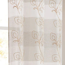 Load image into Gallery viewer, Dainty Home Silvia Boho Ombre Striped Gradient Fabric With 3D Floral Chenille Embroidered Linen Look Light Filtering Grommet Panel Pair