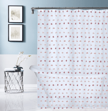 Load image into Gallery viewer, Dainty Home Oliana Modern 3D Linen-Look Shower Curtain With 3D Ombre Cotton Like Puffs