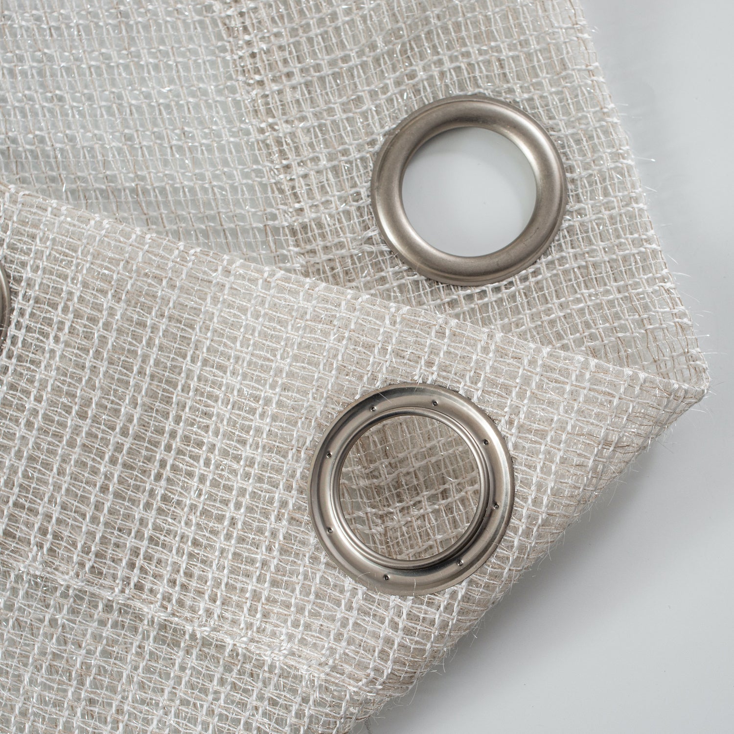 Dainty Home Krystal 3D Mesh Textured Threaded Lurex Designed Sheer Grommet Panel Pair