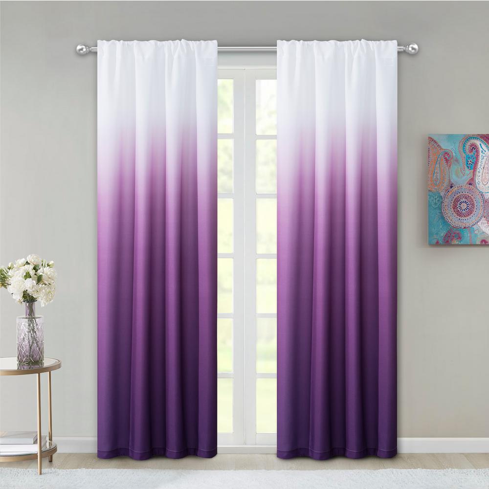 Dainty Home Shades Gradient Ombre Design Heavy Room Darkening Rod Pocket Panel Pair