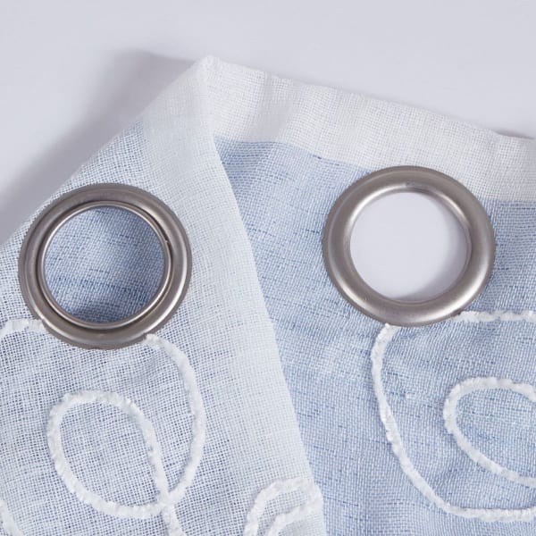 Dainty Home Silvia Boho Ombre Striped Gradient Fabric With 3D Floral Chenille Embroidered Linen Look Light Filtering Grommet Panel Pair