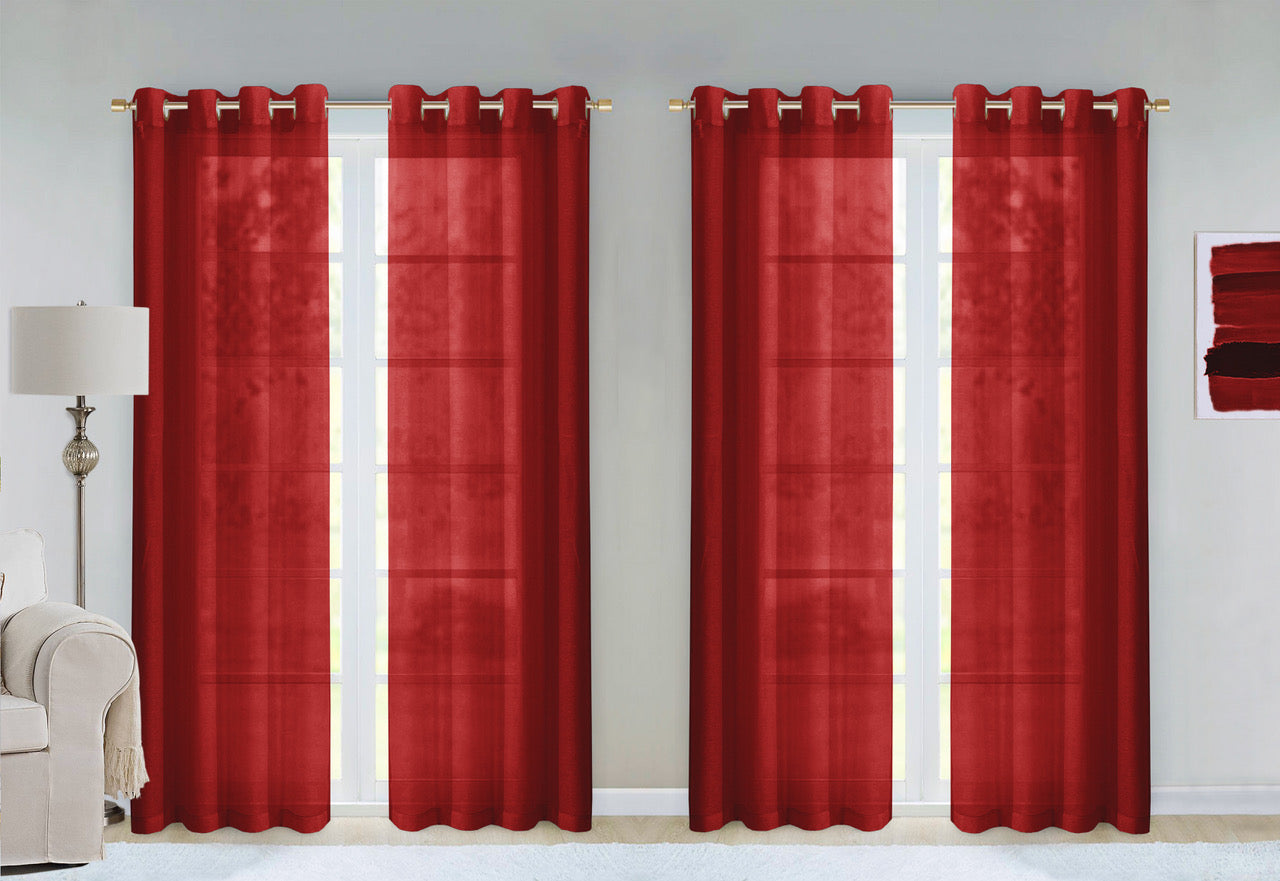 Dainty Home Malibu Solid Airy & Breathable Semi-Sheer Light Filtering Extra Wide Grommet Set Of 4 Window Panels