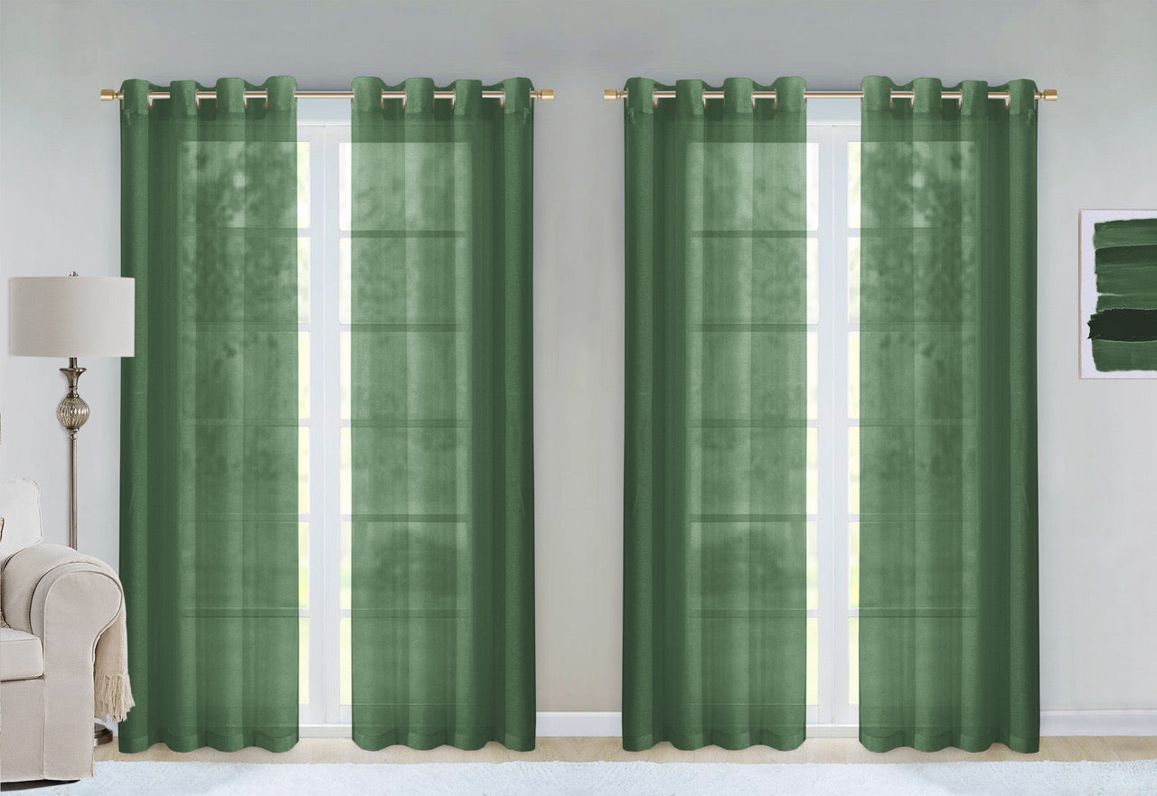 Dainty Home Malibu Solid Airy & Breathable Semi-Sheer Light Filtering Extra Wide Grommet Set Of 4 Window Panels